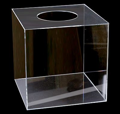 アクリル抽選ボックス(透明) 板厚(5ミリ)幅(500ミリ)奥行き(500ミリ)高さ(500ミリ)投入口(外径150ミリ)