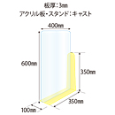 カウンターMカラースタンド カナセライト1425クロムイエロー 板厚(3mm)高さ:600mm×幅:400mm(キャスト板) 同色2個